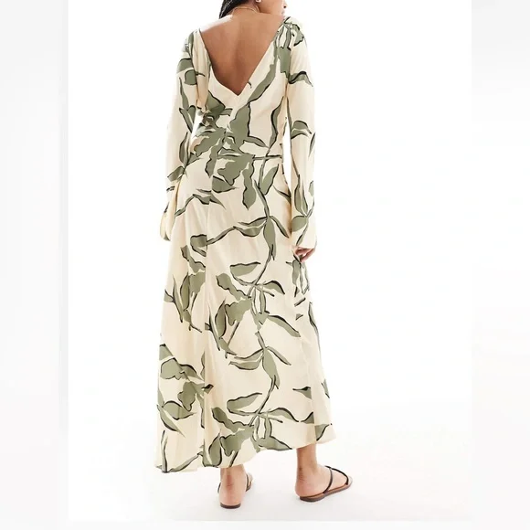 NWOT ASOS Leaf Print Maxi Dress - Picture 2 of 2